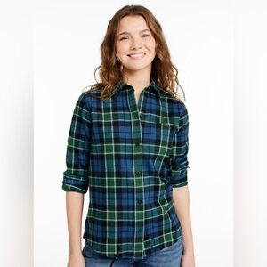 L.L. Bean Green and Blue Plaid Button Down Shirt